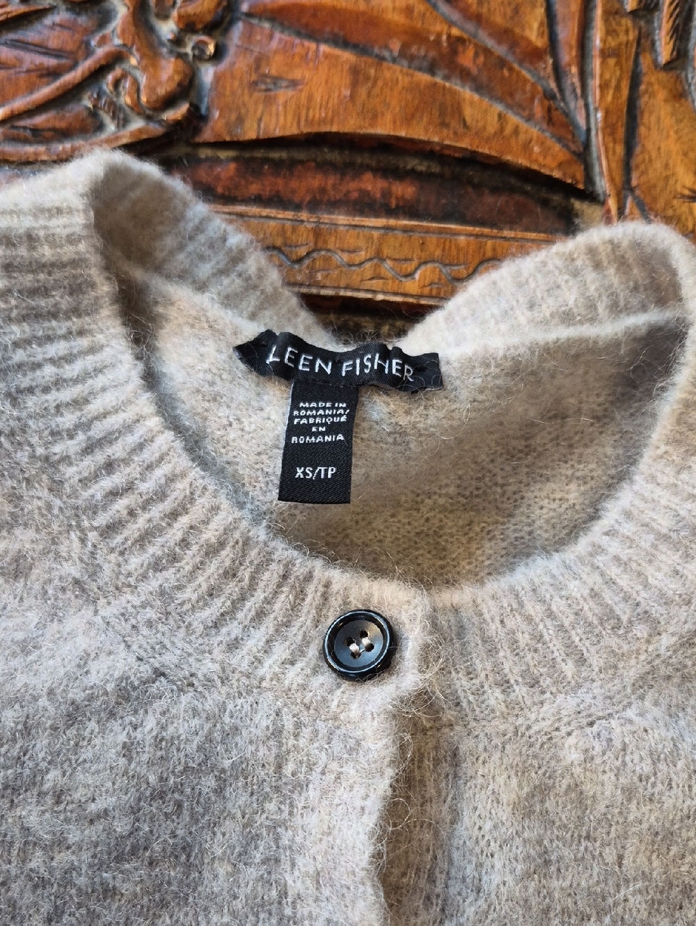 EILEEN FISHER Mohair Wool Cardigan Oatmeal XS - Picture 2 of 6